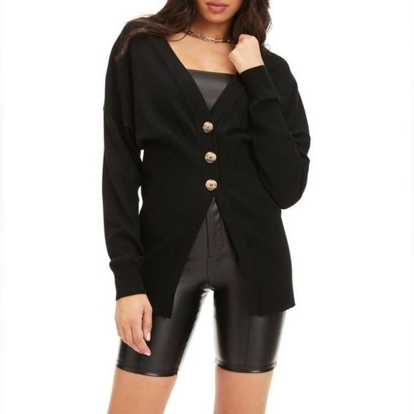 Good American Black Cardigan Sweater - Picture 1 of 10